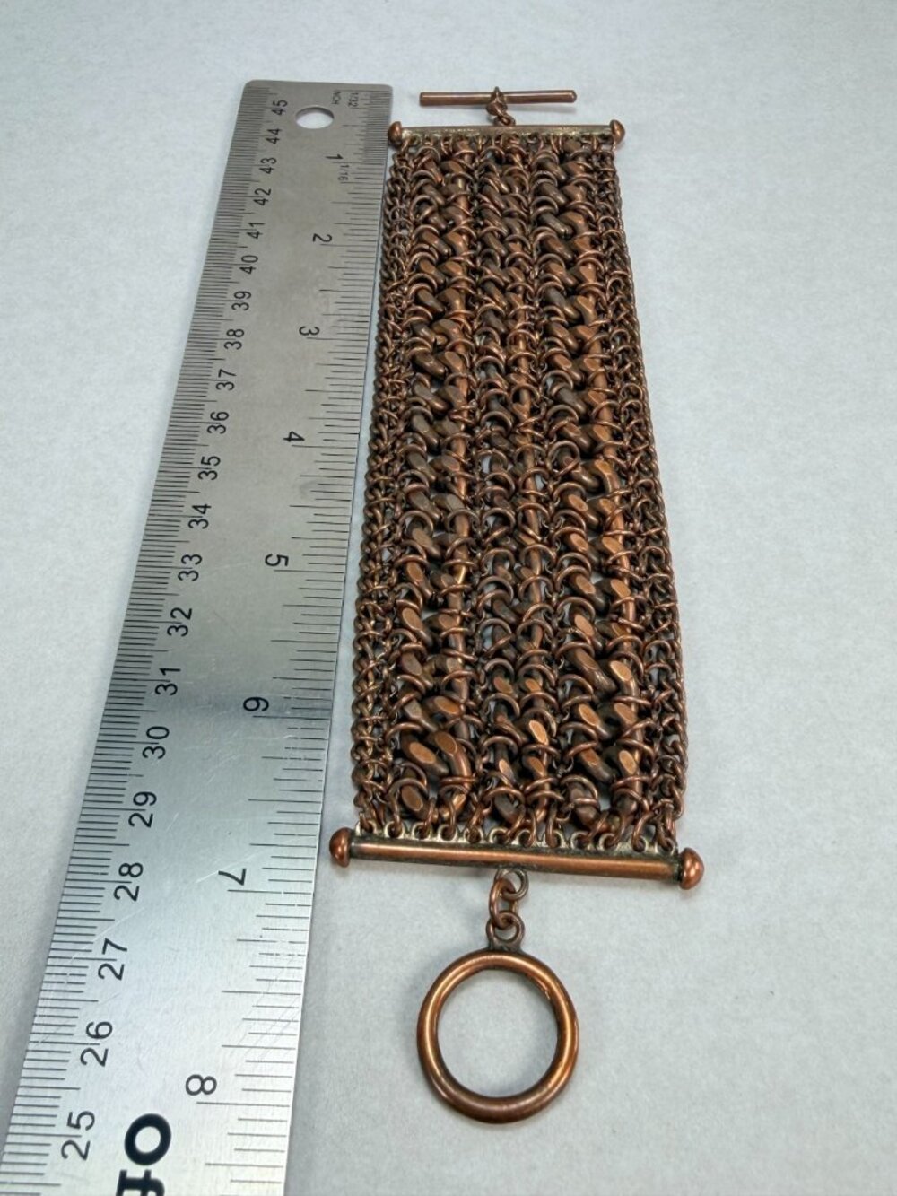 Heavy Copper Mesh Cuff Bracelet Chunky Artisan Statement Jewelry - Picture 3 of 8